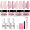 Dip Nails Powder Kit Acrylic Dipping Powder Set with Base Top Coat Activator for French Nail Art Manicure Salon DIY Gift No UV