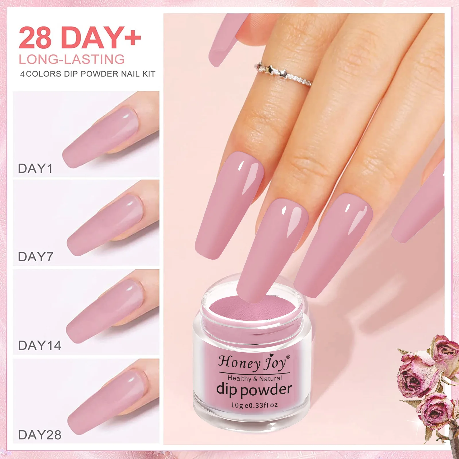 Dip Nails Powder Kit Acrylic Dipping Powder Set with Base Top Coat Activator for French Nail Art Manicure Salon DIY Gift No UV - Image 5