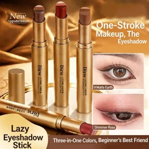 Dirw Three Color Eyeshadow Stick Shimmer Gradient Pearlescent Eye Makeup Pen for Highlight Contour,No Smudge Long Lasting makeup