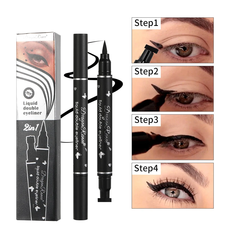 Double-Ended Stamp Eyeliner Waterproof Non-Smudge Eyeliner Liquid Pen Quick-Drying Waterproof Sweat-Proof Not Easy to Smudge Eyeliner Stamp Eyeliner Liquid - Image 2