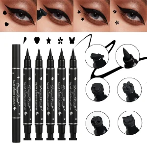 Double-Ended Stamp Eyeliner Waterproof Non-Smudge Eyeliner Liquid Pen Quick-Drying Waterproof Sweat-Proof Not Easy to Smudge Eyeliner Stamp Eyeliner Liquid