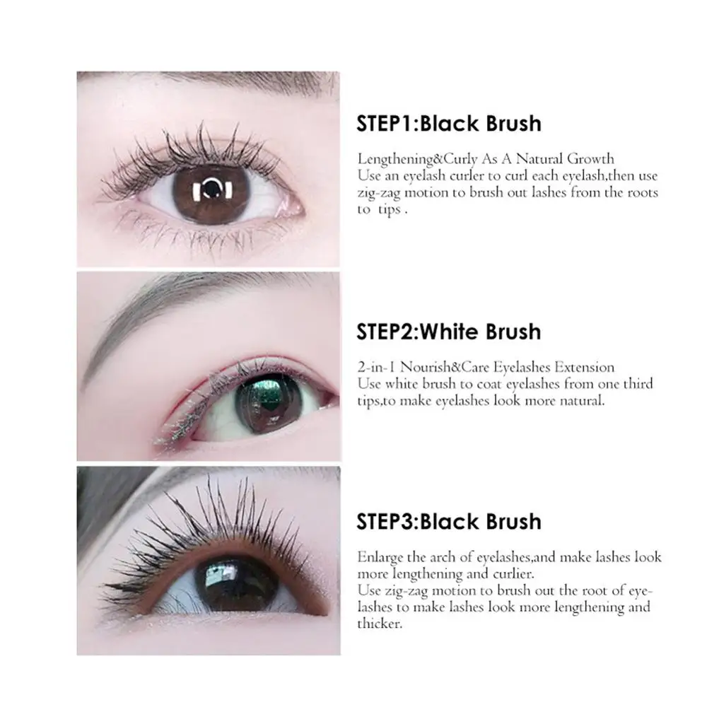 Double Head Lash Tint 4D Silk Fiber Makeup Mascara Eyelash Growth Liquid Long Thick Waterproof Long Lasting Natural Curling - Image 3
