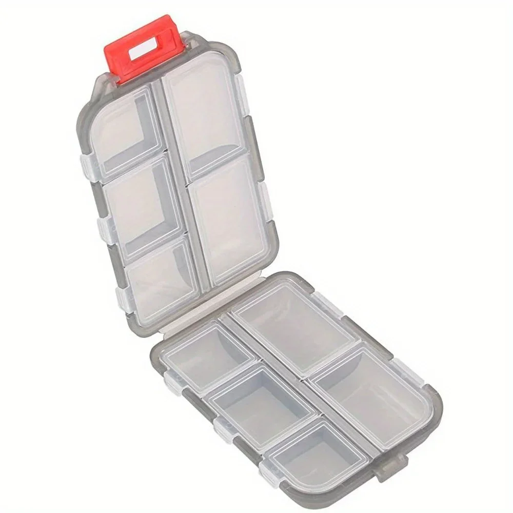 Double-Layer Small Pill Box Portable Pill Box Transparent 10-Cell Sealed Medicine Storage Box Camping Equipment Survival Kit - Image 4