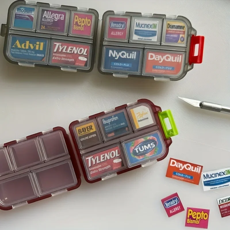 Double-Layer Small Pill Box Portable Pill Box Transparent 10-Cell Sealed Medicine Storage Box Camping Equipment Survival Kit - Image 6