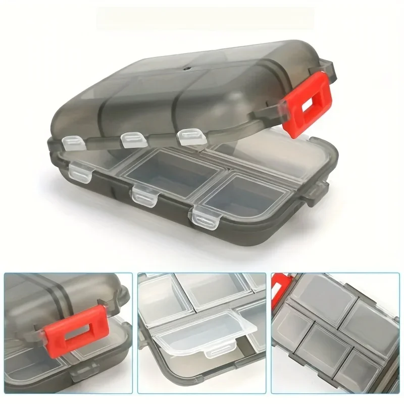 Double-Layer Small Pill Box Portable Pill Box Transparent 10-Cell Sealed Medicine Storage Box Camping Equipment Survival Kit - Image 3