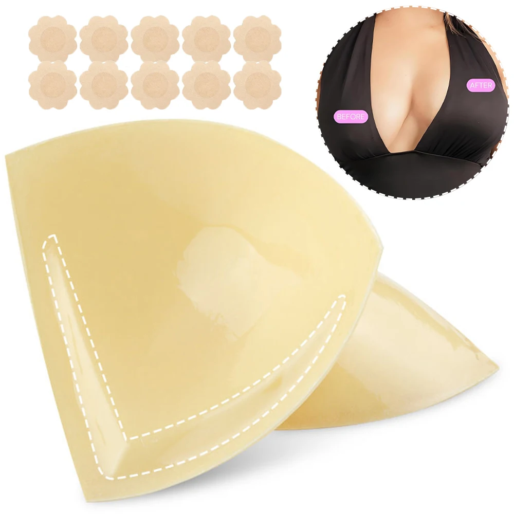 Double Sided Sticky Bra Inserts Reusable Adhesive Breast Lift Pads Invisible Bra Pads Cup Enhancer Pads For Bikini Swimsuit