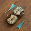 Dunhuang cloisonné incense burner pipa fan antique-style sandalwood incense burner coil incense burner aromatherapy burner house