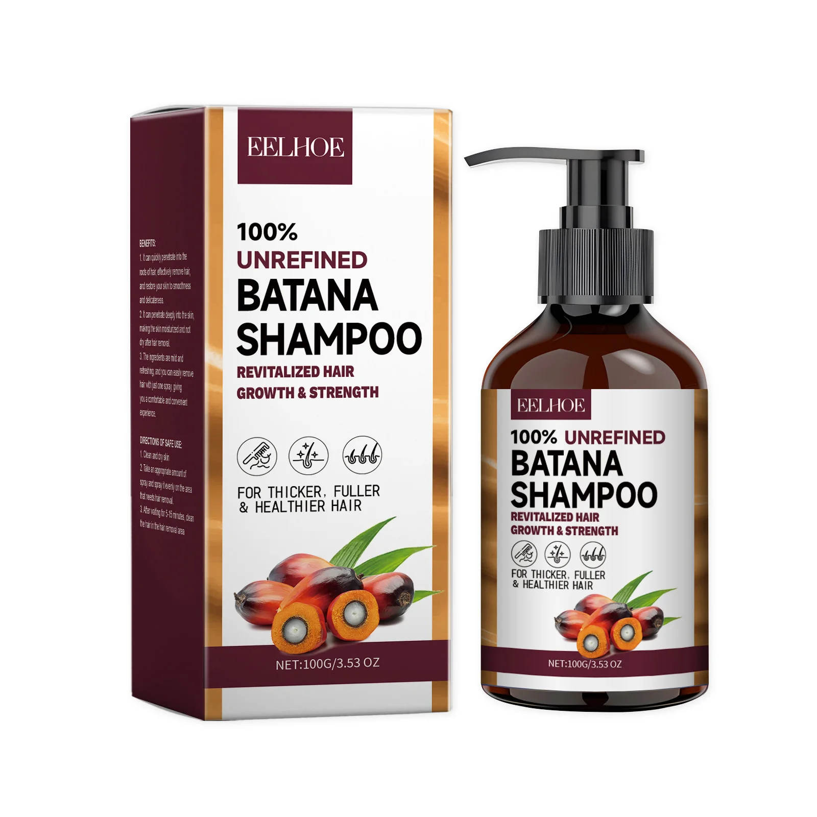EELHOE Natural Batana Oil Deep Moisturizing Smooth Thick Hair Growth Shampoo and Conditioner for Damaged Hair Keratin Treatment - Image 6