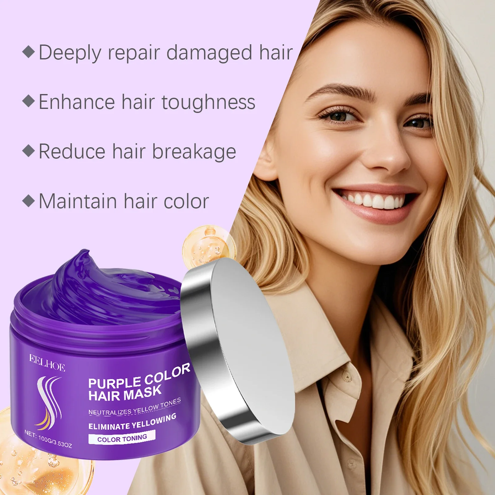 Eelhoe Vitamin E Hair Care Series Dry Damaged Treatment Deep Nourishing Repairs Conditioner Oil Control Hair Growth Shampoo Set - Image 5