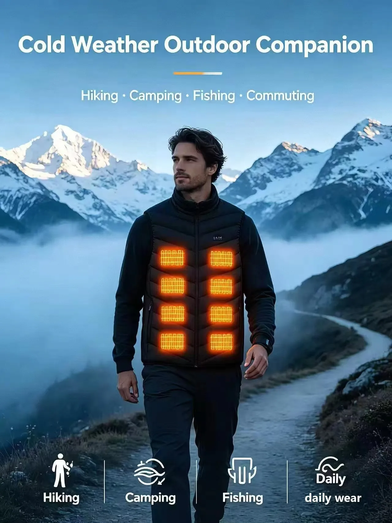 Electric Heated Vest 21 Zones Graphene Heating Technology Men Women USB Heating Jacket Sportswear Heated Coat for Camping - Image 3