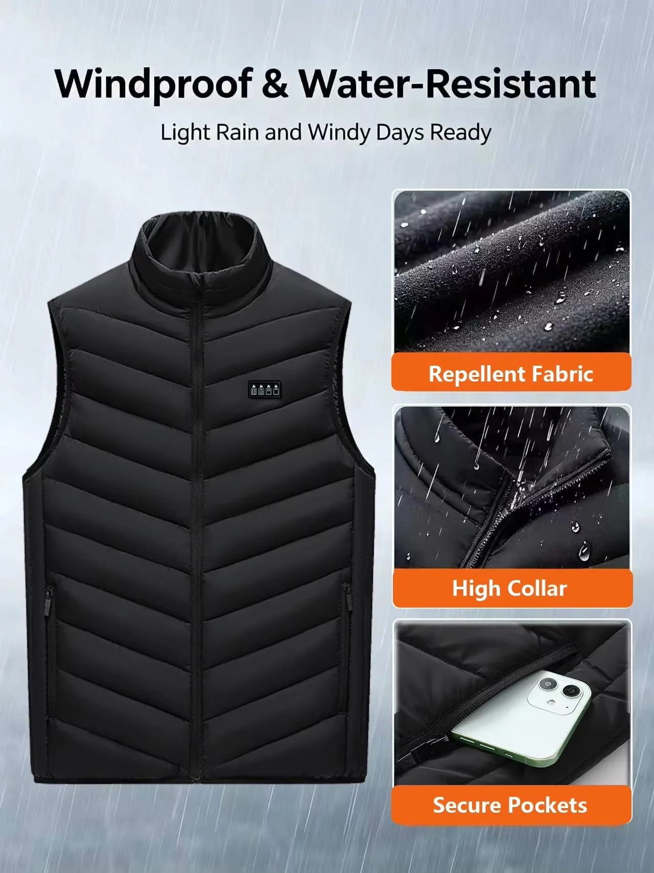 Electric Heated Vest 21 Zones Graphene Heating Technology Men Women USB Heating Jacket Sportswear Heated Coat for Camping - Image 5