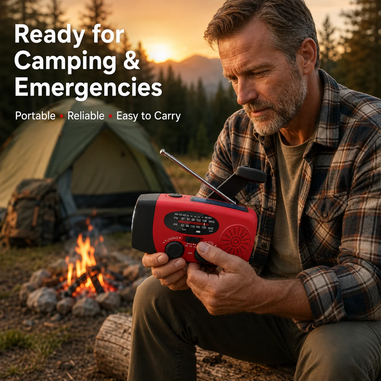 Emergency Hand Crank Radio – Solar Powered Weather Radio 2000mAh Power Bank, AM/FM/NOAA, LED Flashlight, Portable Survival Radio - Image 6