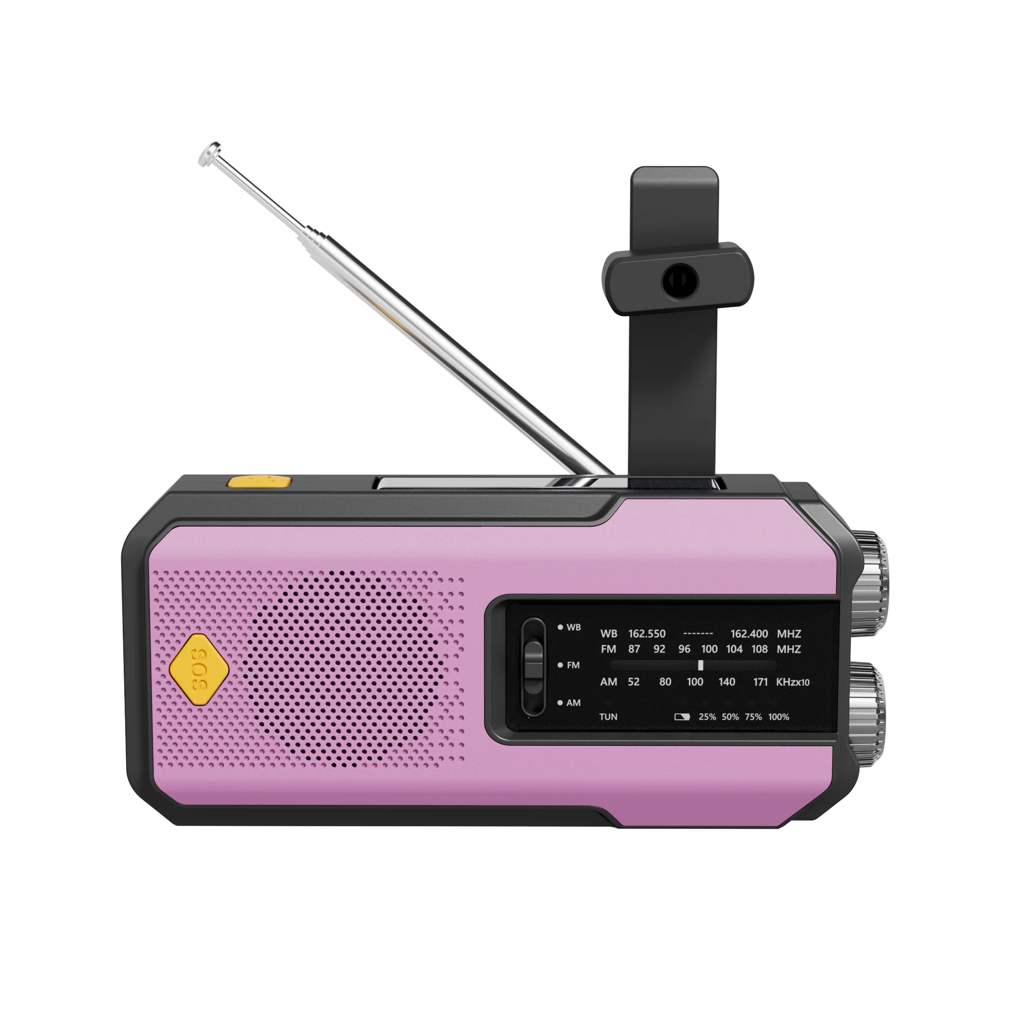 Emergency Portable Hand Crank NOAA Weather Radio,Solar Powered,AM/FM,SOS Alarm,3 LED Flashlight 2000mAh Rechargeable Power Bank - Image 2