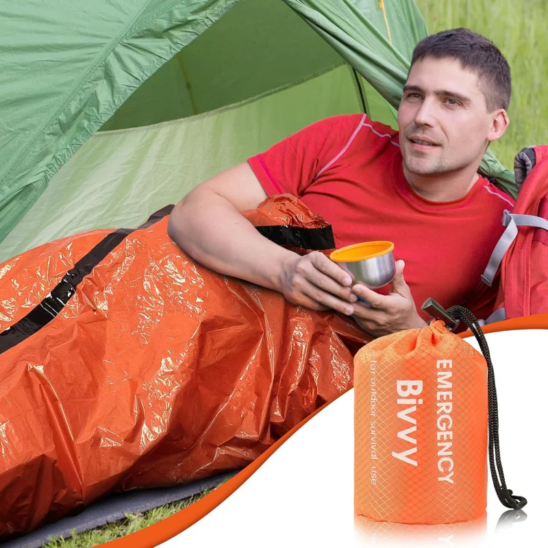 Emergency Sleeping Bag Survival Blanket Thermal Mylar Bivy Sack Lightweight Waterproof Portable Shelter For Camping Hiking - Image 2