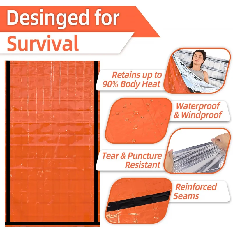 Emergency Sleeping Bag Survival Blanket Thermal Mylar Bivy Sack Lightweight Waterproof Portable Shelter For Camping Hiking - Image 4
