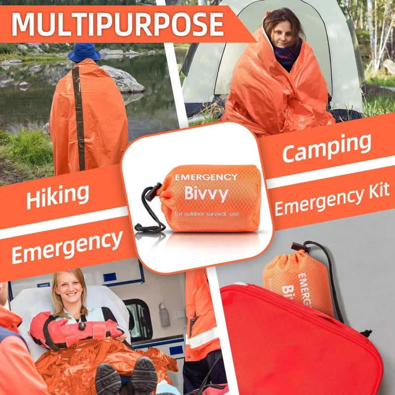 Emergency Sleeping Bag Survival Blanket Thermal Mylar Bivy Sack Lightweight Waterproof Portable Shelter For Camping Hiking - Image 6