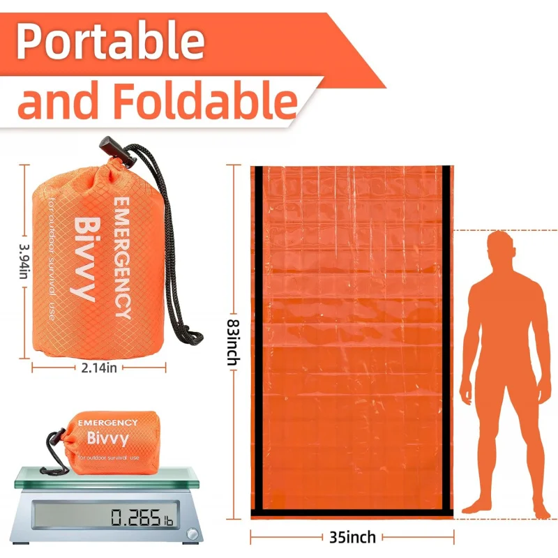 Emergency Sleeping Bag Survival Blanket Thermal Mylar Bivy Sack Lightweight Waterproof Portable Shelter For Camping Hiking - Image 5