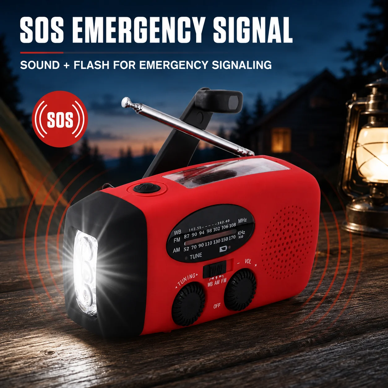 Emergency Weather Radio AM FM WB 2000mAh Hand Crank Solar USB Rechargeable LED Torch SOS Siren for Camping Powercuts Travel - Image 5