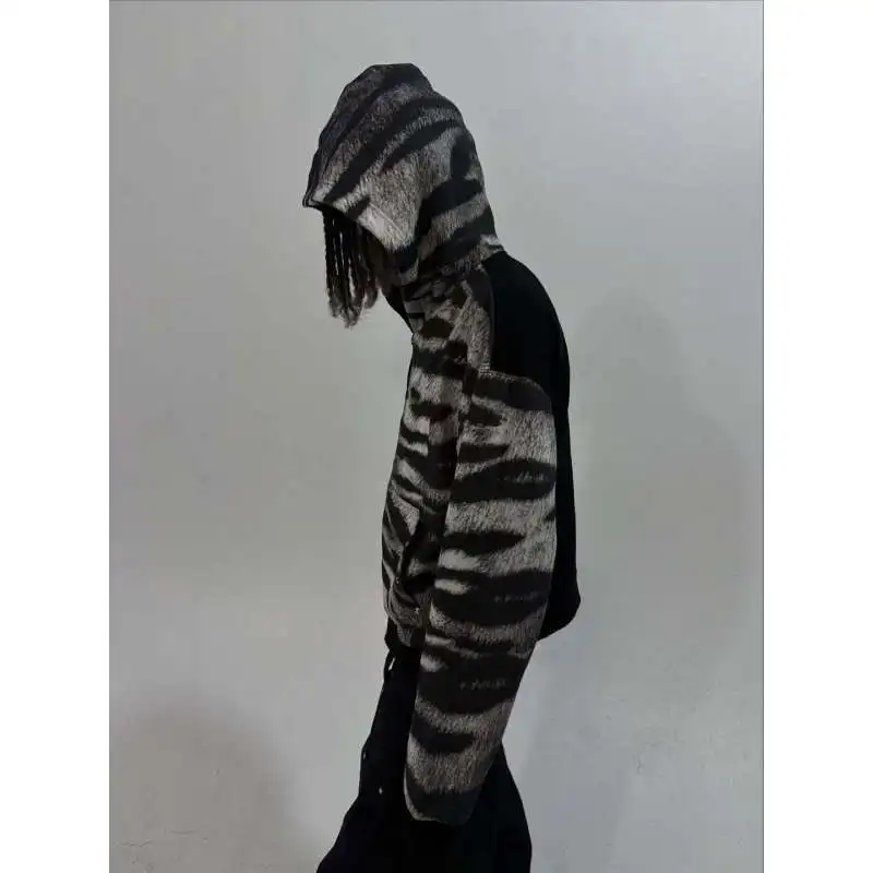 European and American Ins new spring and autumn leopard print hot stamping personalized street zipper hoodie y2k - Image 2