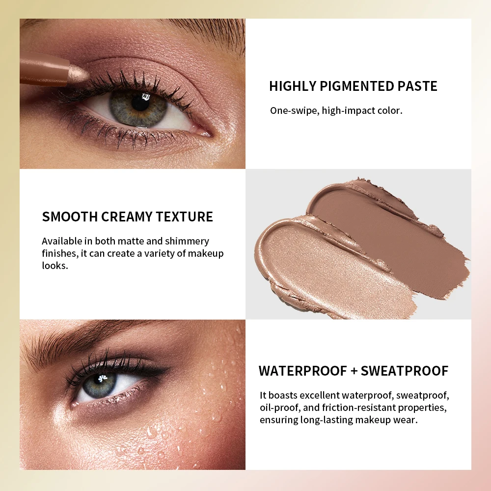 Eye Stylus Shadow Stick Long Lasting Makeup Effect Waterproof Sweat Resistant Circular Design Matte Pearl Tones Eye Shadow Pen - Image 3