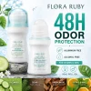 FLORA RUBY Fragrance Deodorant Roll On for Women Men 48H Odor Protection Aluminum Free Alcohol Free Underarm Freshness Portable