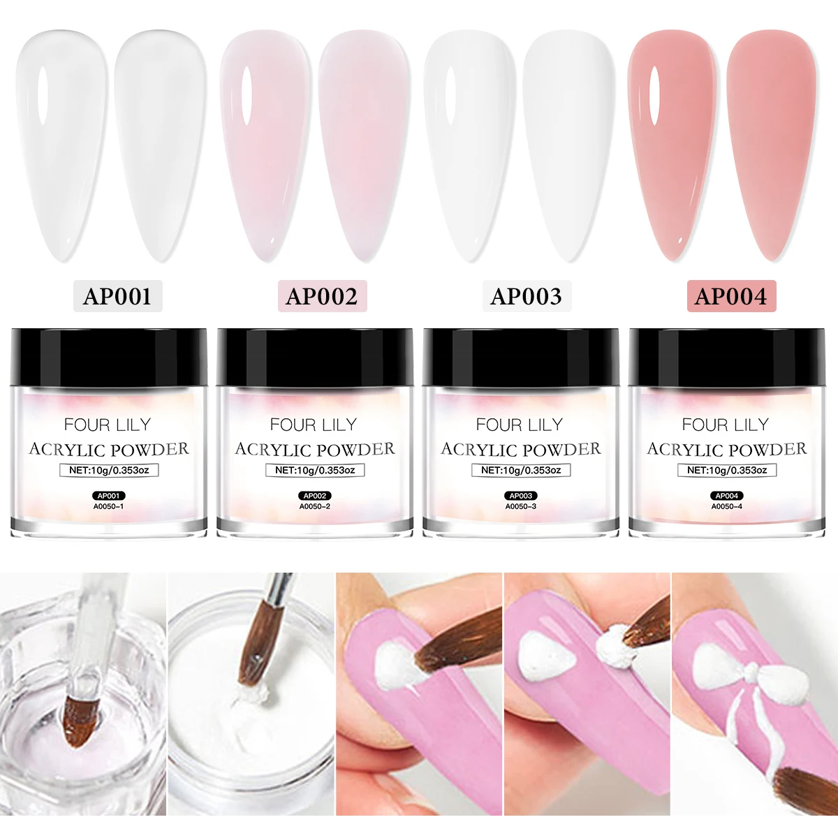 FOUR LILY Acrylic Nail Kit Nail Acrylic Powder Crystal Liquid Set With Nail Brush For Acrylic Nails Extension Carving Manicure - Image 2