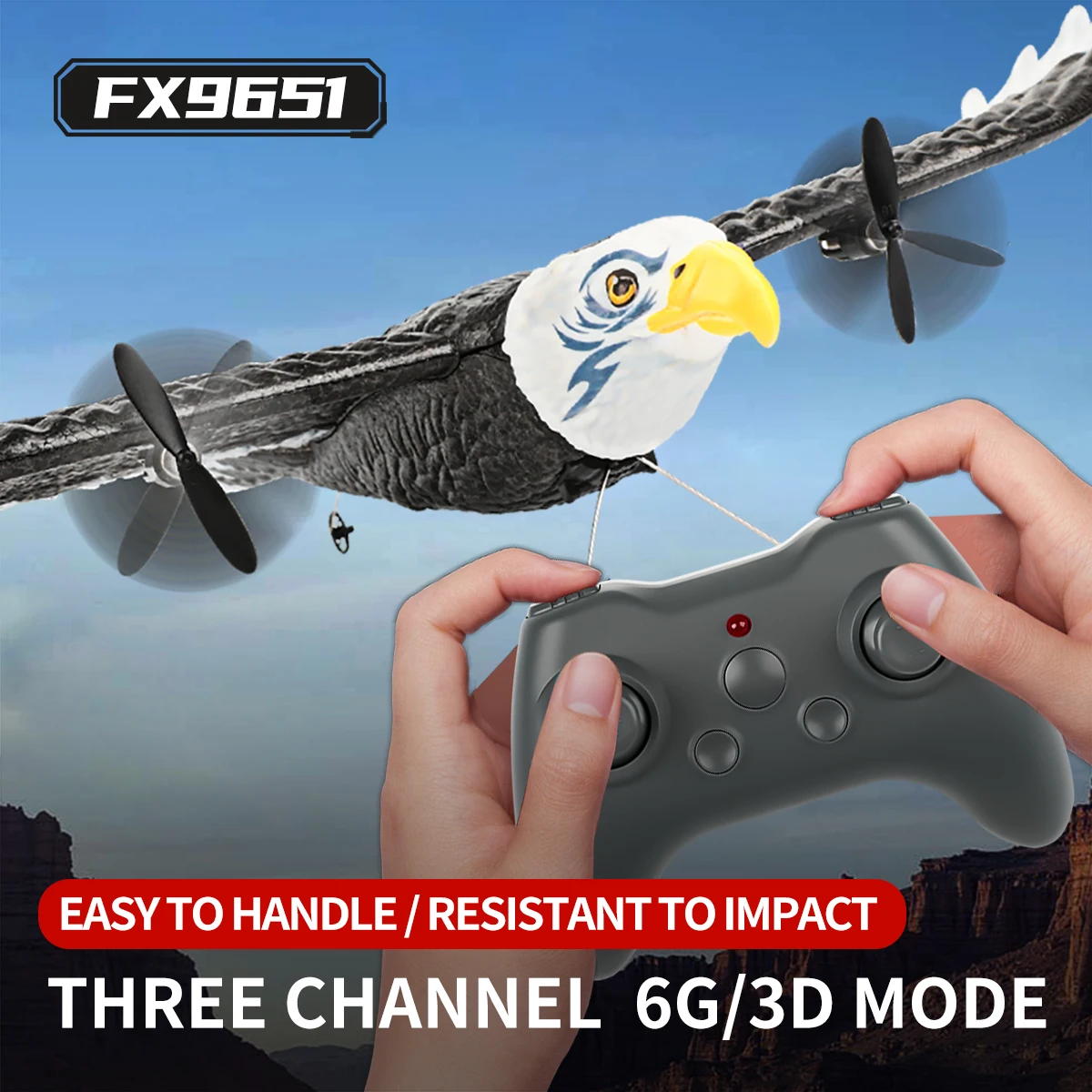 FX9651 RC Airplane 3CH Eagle Remote Control Plane 578mm Wingspan 360° Rotate EPP Foam 3D/6G Aircraft Toys for Gifts - Image 2