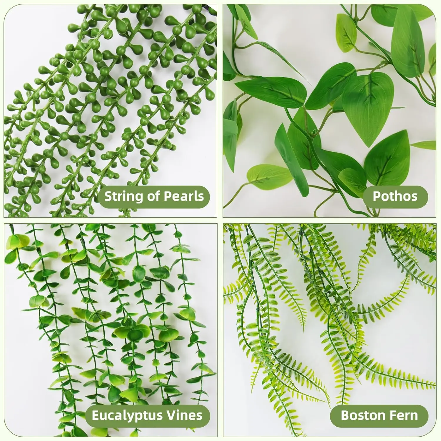 Fake Plants Artificial Hanging Plants Fake Potted Greenery Faux Eucalyptus Boston Fern String for Farmhouse Indoor Outdoor Decor - Image 3