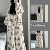 Fall and Winter Long Coral Velvet Nightgown Girl Cute Bear Pajamas Women's Thickened Warm Flannel Hooded Bathrobe Homewear