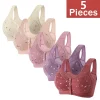 FallSweet 5Pcs/Set Front Closure Plus Size Bras for Women Seamless Wireless Bralette Lace Print Sexy Ladies Lingerie 38-50BC