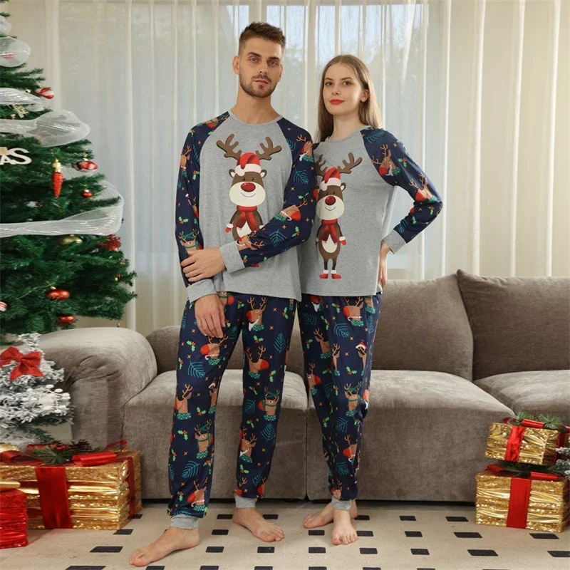 Family Matching Pajamas Set Winter Casual Loose Cartoon Printed Sleepwear Christmas Pajamas Family Look - Image 2