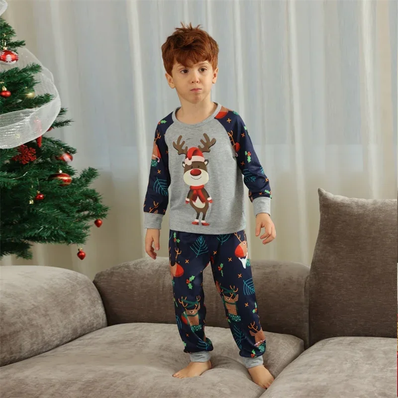 Family Matching Pajamas Set Winter Casual Loose Cartoon Printed Sleepwear Christmas Pajamas Family Look - Image 3