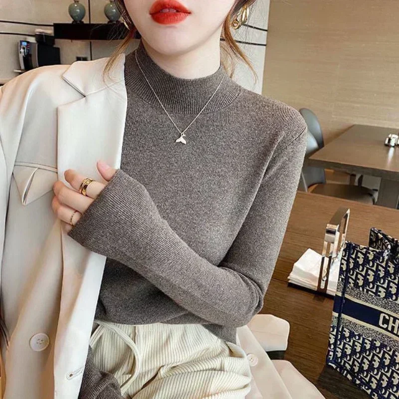 Fashion Solid Color Turtleneck Women Autumn Winter Knitted Sweaters Basic Primer Pullovers Korean Sweater Slim-fit Pullover - Image 5