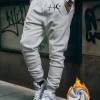 Fashion hip‑hop thin‑line‑heartbeat‑moon‑star‑symbol dual‑side graphic print sweatpants men hip hop sports jogger trousers