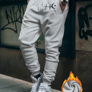 Fashion hip‑hop thin‑line‑heartbeat‑moon‑star‑symbol dual‑side graphic print sweatpants men hip hop sports jogger trousers