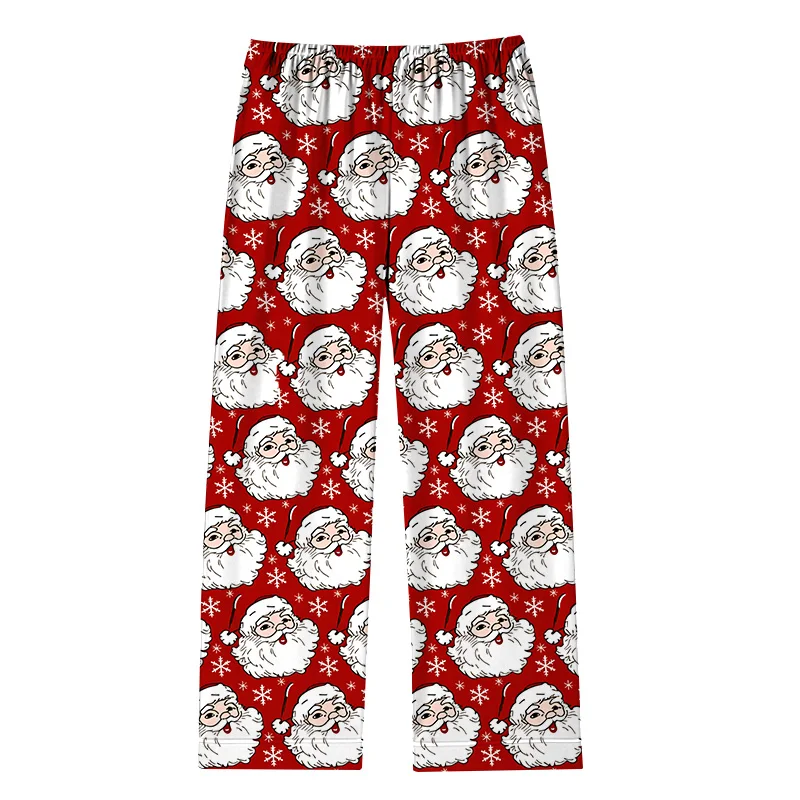 Festive Cartoon Santa 3D Print Short-Sleeve & Pants Matching Family Pajamas Kids & Unisex – Holiday Loungewear - Image 3