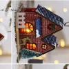 Festive LED Wooden Miniatures, Christmas Snow Scene Table Ornaments, Perfect Winter Village Party Decorations.