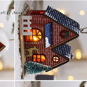 Festive LED Wooden Miniatures, Christmas Snow Scene Table Ornaments, Perfect Winter Village Party Decorations.