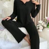 Flannel Warm Sleepwear Women Casual Pajamas Set Long Sleeve T-shirt Top and Trousers Set Homewear Autumn Winter Loungewear
