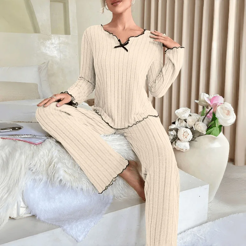 Flannel Warm Sleepwear Women Casual Pajamas Set Long Sleeve T-shirt Top and Trousers Set Homewear Autumn Winter Loungewear - Image 5