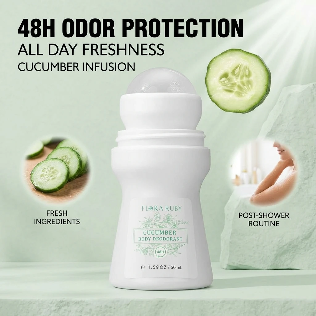 Flora Ruby Light Green Series Deodorant Roll On w omen's and men all-purpose Deodorant Roll Aluminum Free easy to carry a