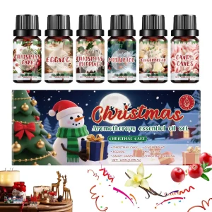 Fragrance Oil Set 6 Pieces Christmas Winter Fragrance Oils Set Long-Lasting Air Freshener for Purifier Meditation Yoga Spa