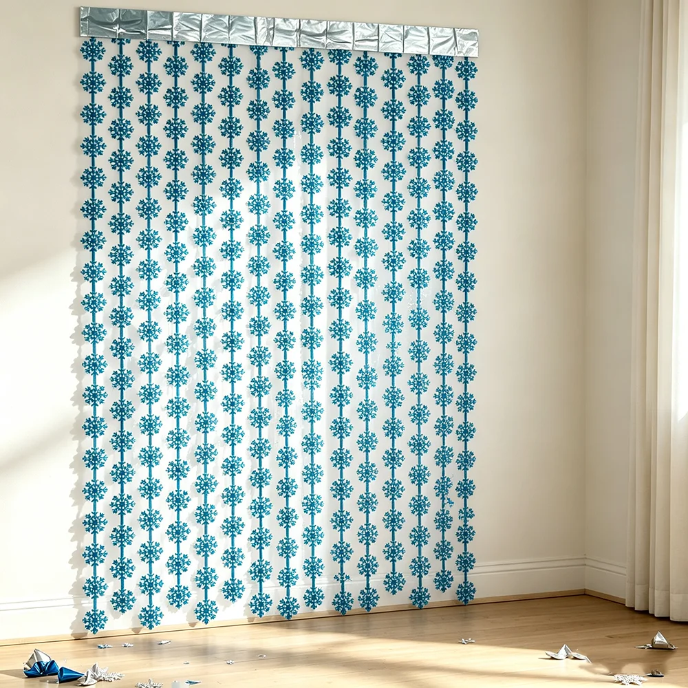 Frozen Theme Party Decor Blue Snowflake Foil Curtain Snowflake Balloon Hanging Swirl Winter Frozen Birthday Party Backdrop Decor - Image 2