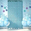 Frozen Theme Party Decor Blue Snowflake Foil Curtain Snowflake Balloon Hanging Swirl Winter Frozen Birthday Party Backdrop Decor