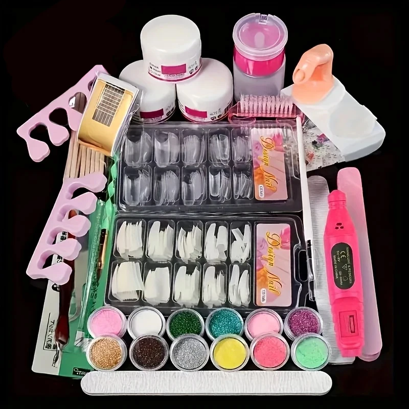Full Acrylic Powder Set, 15ml Gel Manicure Kit With And 6W LED Light For Nail Extension DIY Complete Starter Kit - Image 2