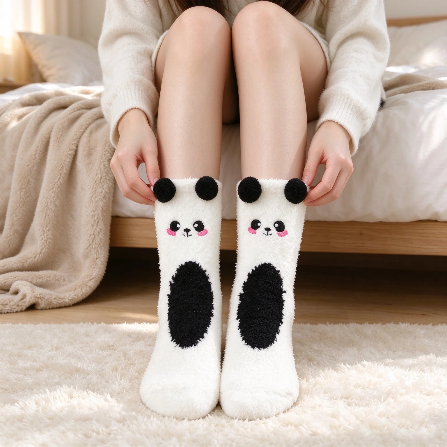 Fuzzy Socks Soft Plush Cozy Warm Cute Animal Bear Socks Winter Novelty Women's Fleece Floor Socks Cartoon Socks for Christmas - Image 2