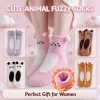 Fuzzy Socks Soft Plush Cozy Warm Cute Animal Bear Socks Winter Novelty Women's Fleece Floor Socks Cartoon Socks for Christmas