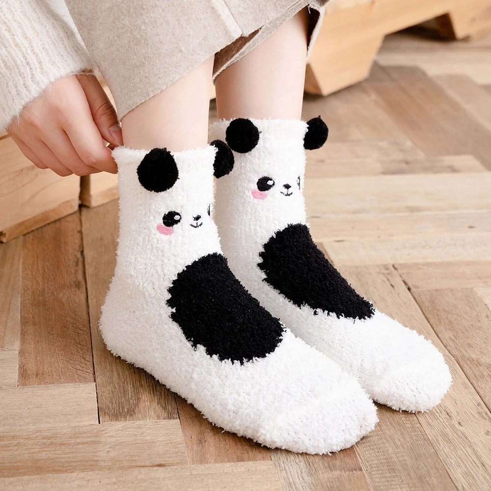 Fuzzy Socks Soft Plush Cozy Warm Cute Animal Bear Socks Winter Novelty Women's Fleece Floor Socks Cartoon Socks for Christmas - Image 6
