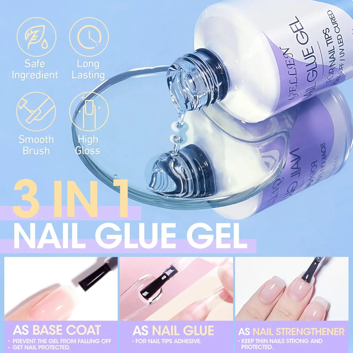 GELLEN 504 Pcs Acrylic Nail Art Kit UV LED Lamp Coffin Short False Nails Tips Glue Full Cover Nail Extension Tools 2025 Design - Image 4