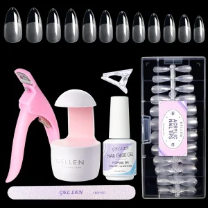 GELLEN 504 Pcs Acrylic Nail Art Kit UV LED Lamp Coffin Short False Nails Tips Glue Full Cover Nail Extension Tools 2025 Design